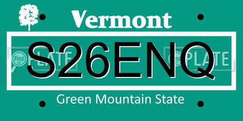 S26ENQ Vermont License Plate