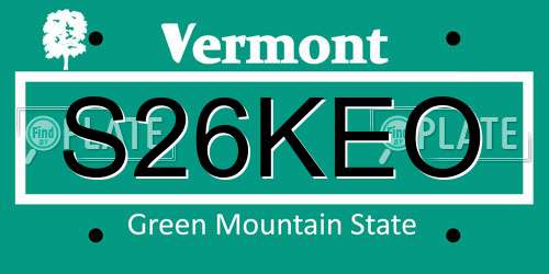 S26KEO Vermont License Plate