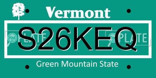 S26KEQ Vermont License Plate