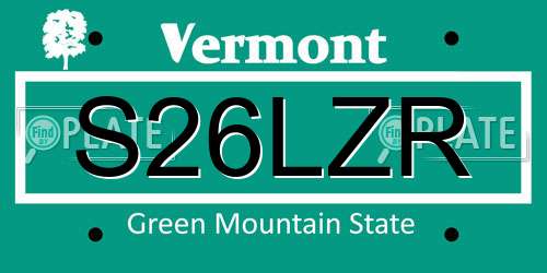 S26LZR Vermont License Plate