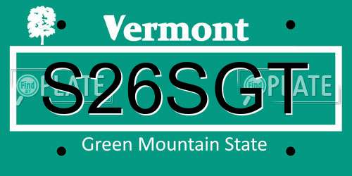 S26SGT Vermont License Plate