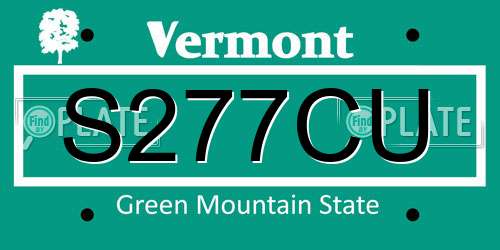 S277CU Vermont License Plate