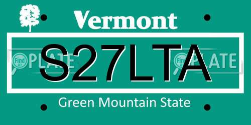 S27LTA Vermont License Plate