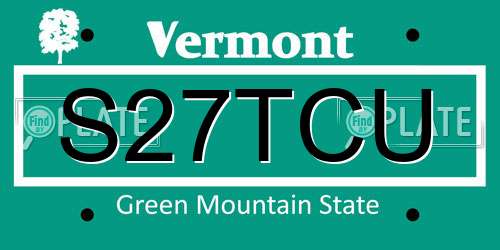 S27TCU Vermont License Plate