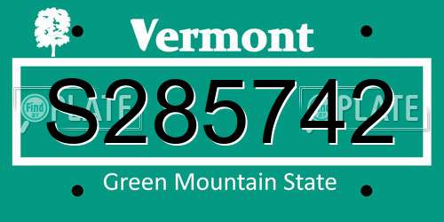 S285742 Vermont License Plate