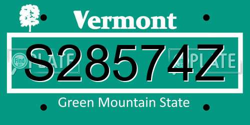 S28574Z Vermont License Plate