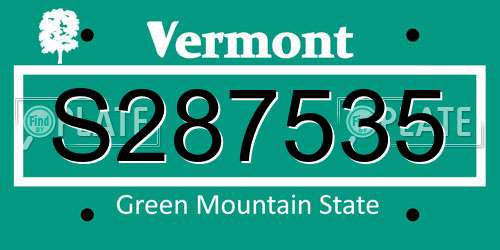 S287535 Vermont License Plate