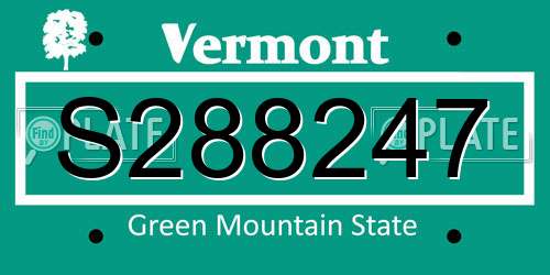 S288247 Vermont License Plate