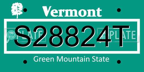 S28824T Vermont License Plate