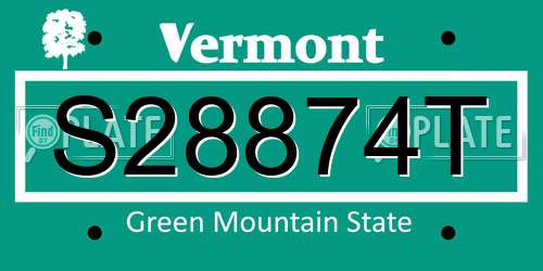 S28874T Vermont License Plate