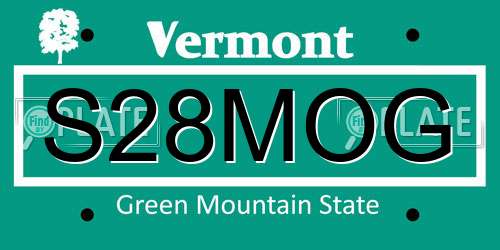 S28MOG Vermont License Plate