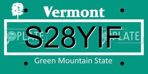 S28YIF Vermont License Plate