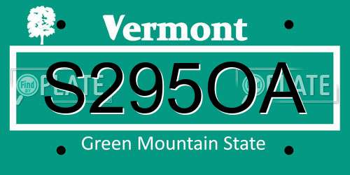 S295OA Vermont License Plate