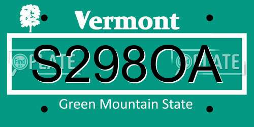 S298OA Vermont License Plate