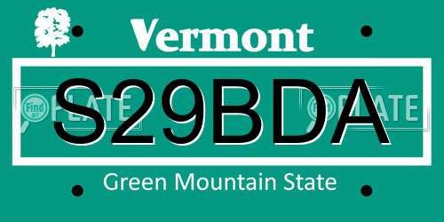 S29BDA Vermont License Plate
