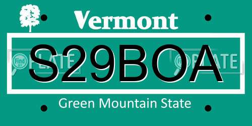 S29BOA Vermont License Plate