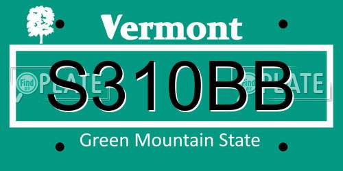 S310BB Vermont License Plate