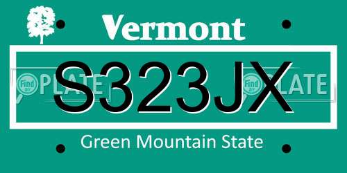 S323JX Vermont License Plate