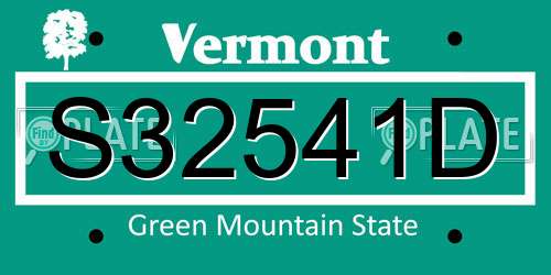 S32541D Vermont License Plate