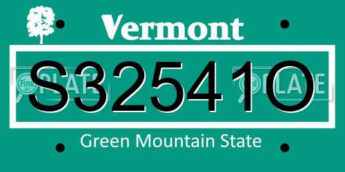 S32541O Vermont License Plate