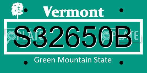 S32650B Vermont License Plate