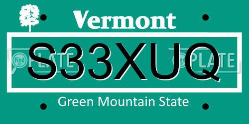 S33XUQ Vermont License Plate