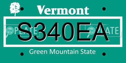 S340EA Vermont License Plate