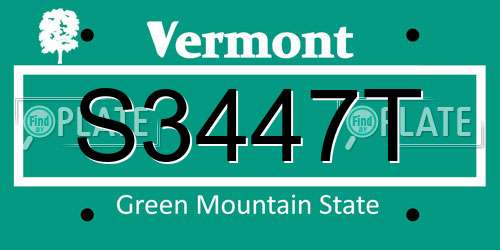 S3447T Vermont License Plate
