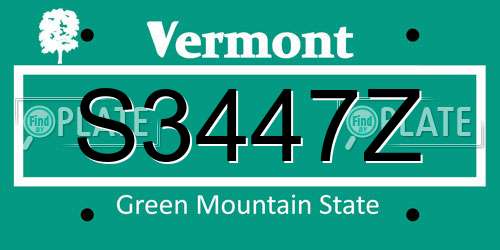 S3447Z Vermont License Plate