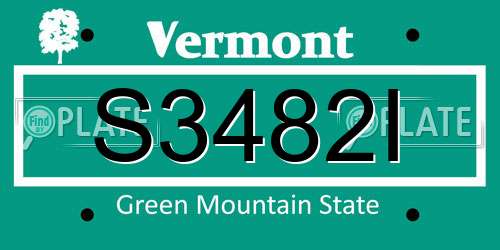 S3482I Vermont License Plate