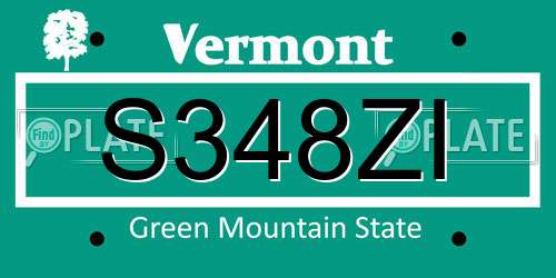 S348ZI Vermont License Plate