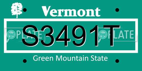 S3491T Vermont License Plate