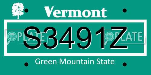S3491Z Vermont License Plate