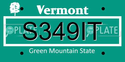 S349IT Vermont License Plate