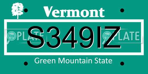 S349IZ Vermont License Plate