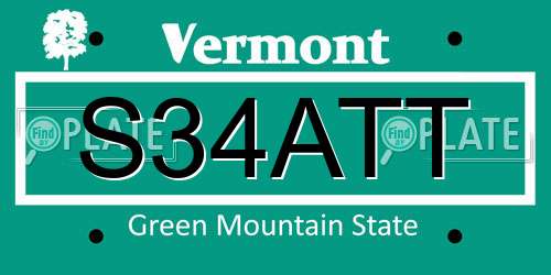 S34ATT Vermont License Plate