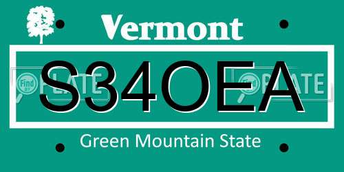 S34OEA Vermont License Plate