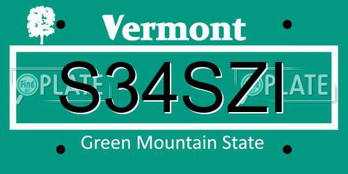 S34SZI Vermont License Plate