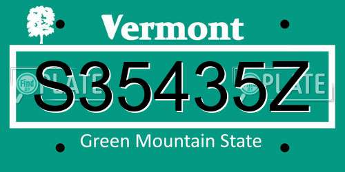 S35435Z Vermont License Plate
