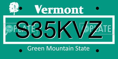S35KVZ Vermont License Plate
