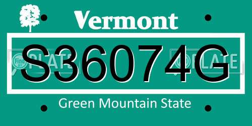 S36074G Vermont License Plate
