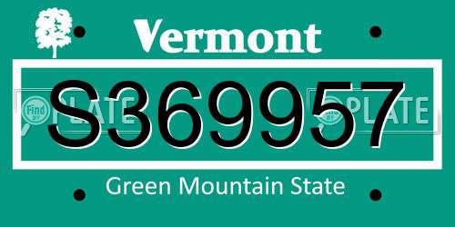 S369957 Vermont License Plate