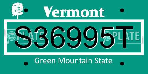 S36995T Vermont License Plate