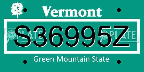 S36995Z Vermont License Plate