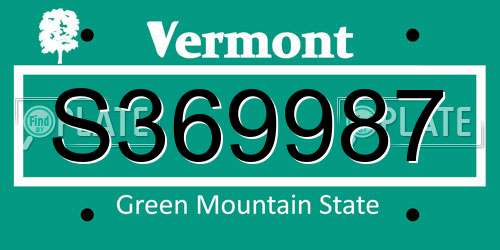 S369987 Vermont License Plate