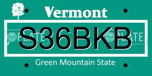 S36BKB Vermont License Plate