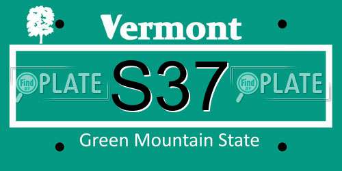 S37 Vermont License Plate