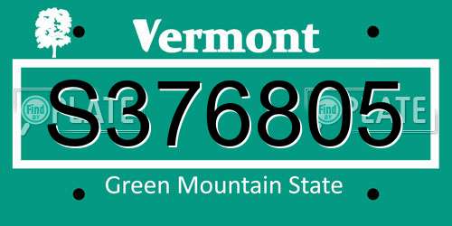 S376805 Vermont License Plate