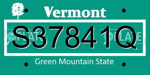 S37841Q Vermont License Plate