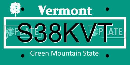 S38KVT Vermont License Plate